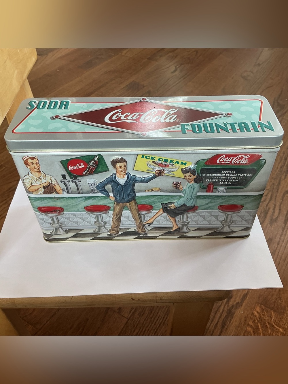 Coca Cola Soda Fountain Tin Container from 1997.